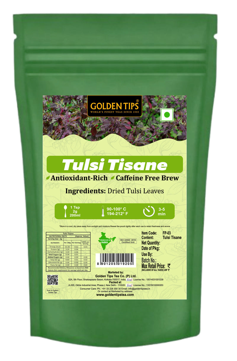 Tulsi Tisane Herbal Tea - Caffeine-Free - Antioxidant-Rich Infusion