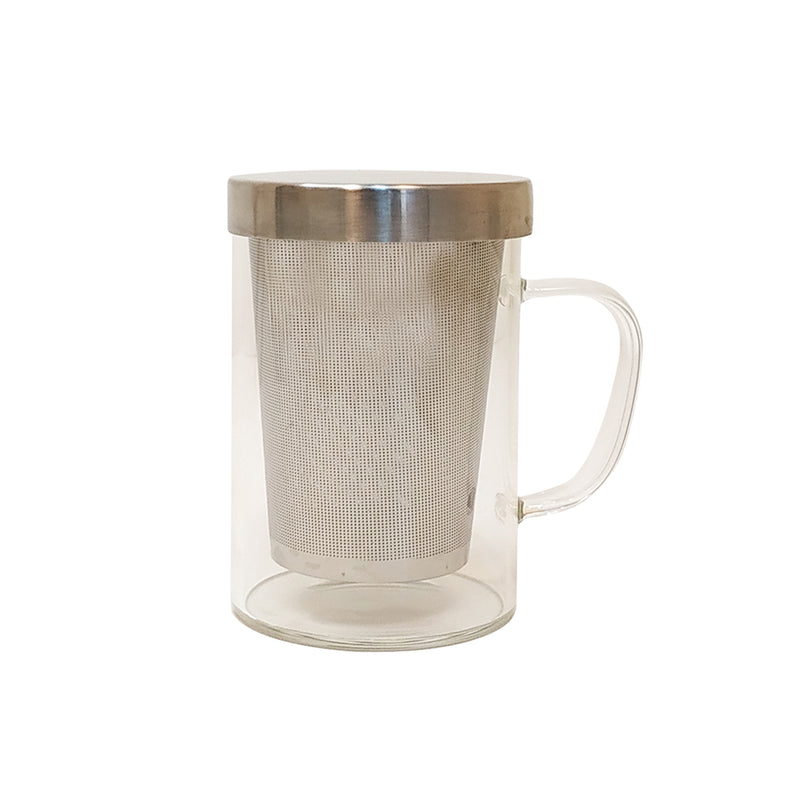 Glass Mug & Steel Lid & Fine Steel Mesh Infuser - Golden Tips