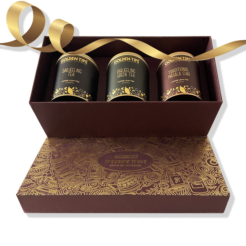 Gift boxes Combo Darjeeling Tea + Darjeeling Green Tea + Masala Chai - Golden Tips
