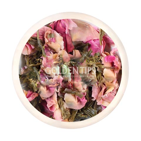 Green Blush Whole Leaf Rose Green Tea - Golden Tips