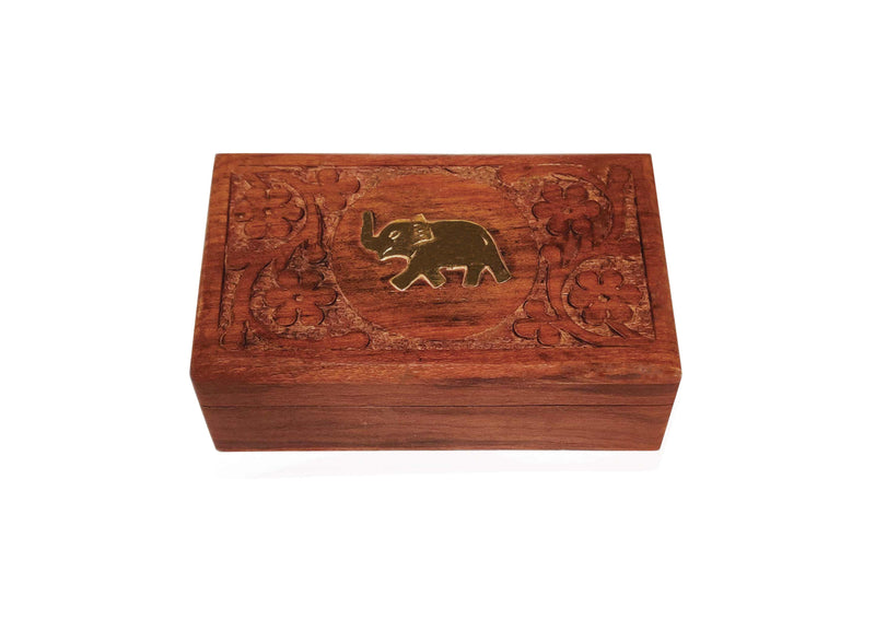 Premium Second Flush Darjeeling Tea in a Carved Wooden Box with Brass Elephant - Golden Tips