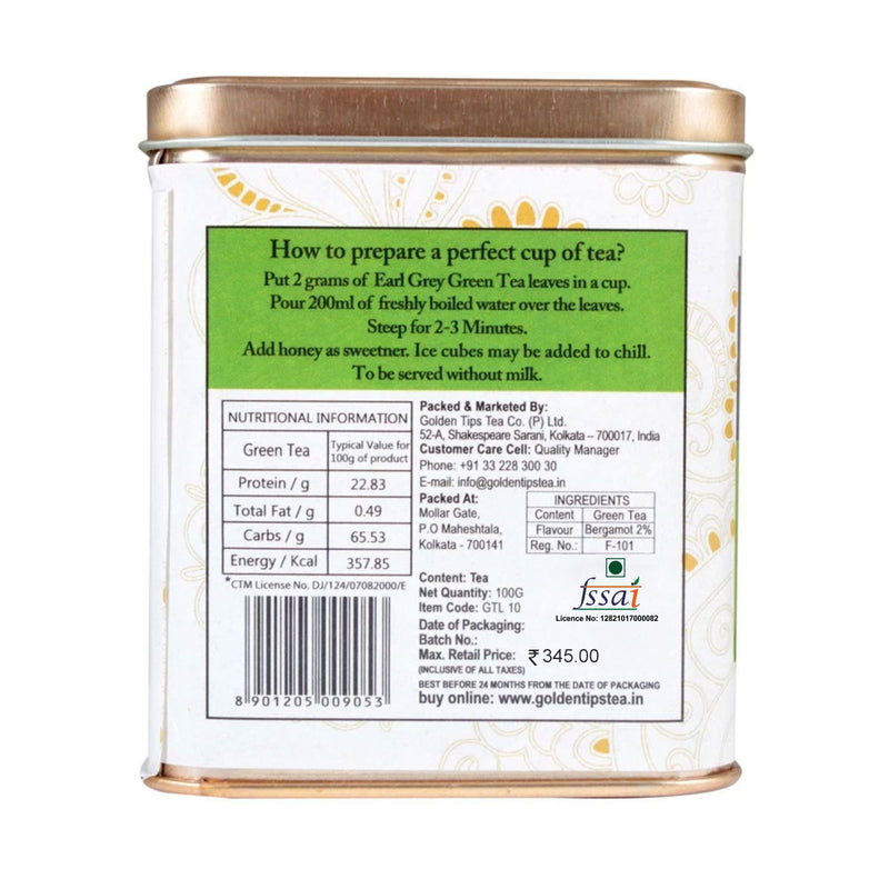 Earl Grey Green Tea - Tin Can - Golden Tips