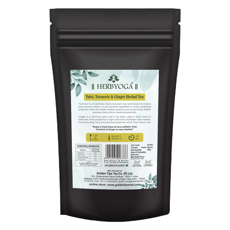 Herbyoga - Tulsi, Turmeric & Ginger Herbal Tea - Golden Tips