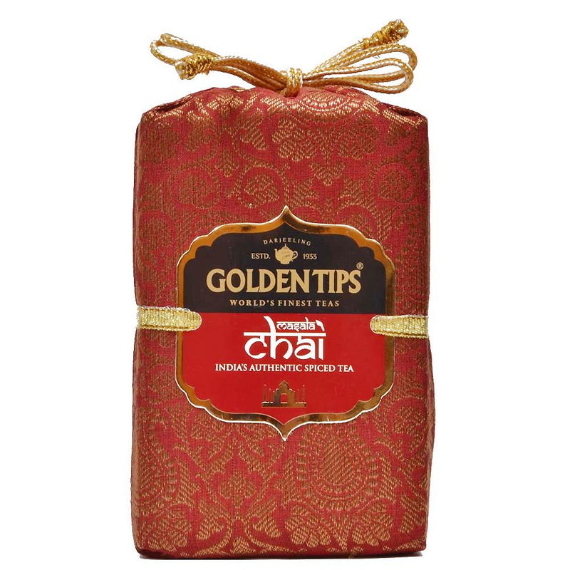 Masala Chai India's Authentic Spiced Tea - Royal Brocade Cloth Bag - Golden Tips