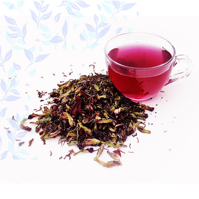PURPLE TEA - Pea Butterfly - Hibiscus , Amethyst Ardor Green Tea - Golden Tips