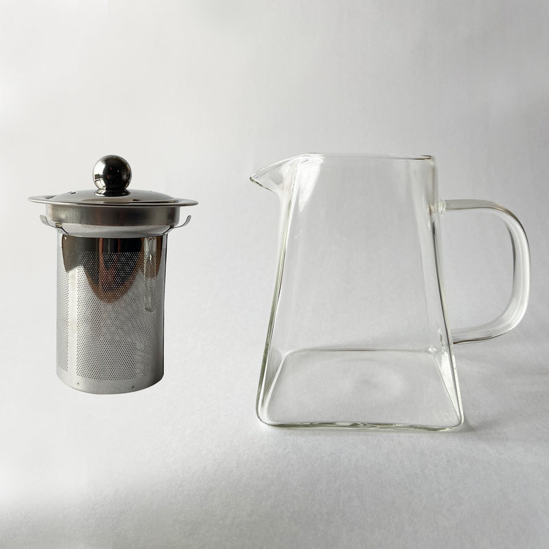 Pyramid-Shaped Borosilicate Glass Teapot with Steel Infuser