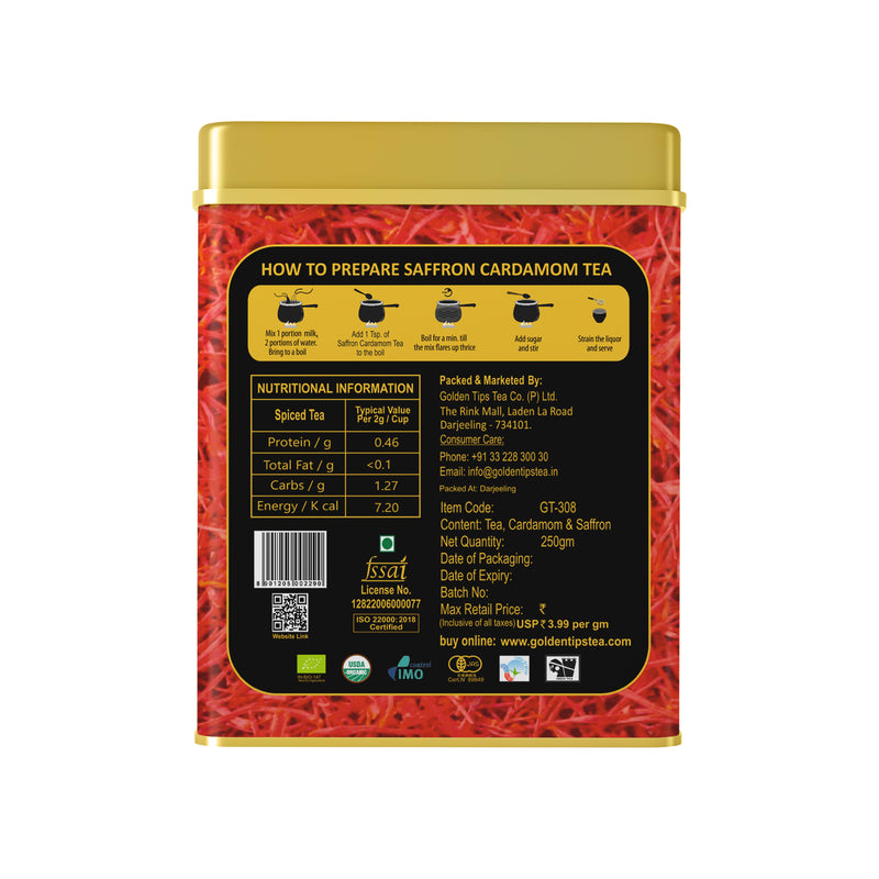 Saffron Cardamom Exotic Chai India's Authentic Spiced Tea - Tin Can