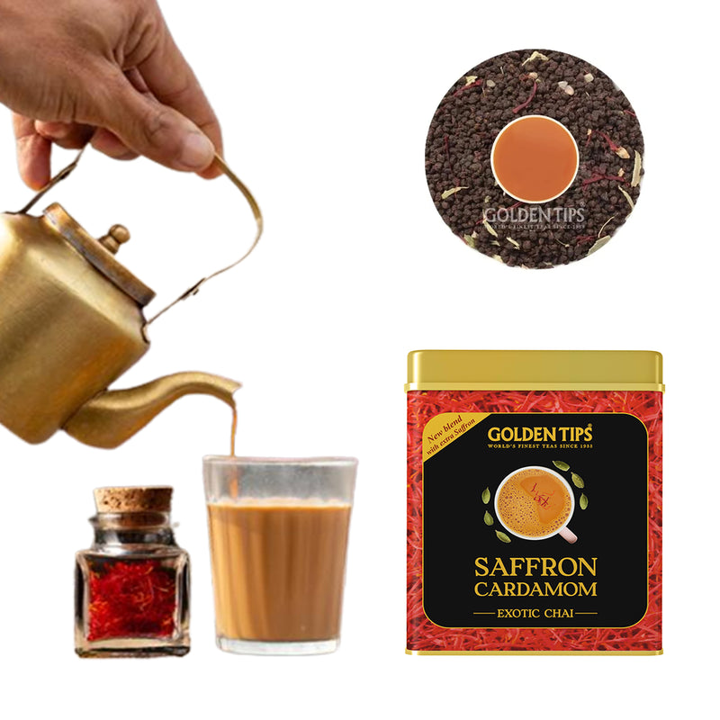 Saffron Cardamom Exotic Chai India's Authentic Spiced Tea - Tin Can