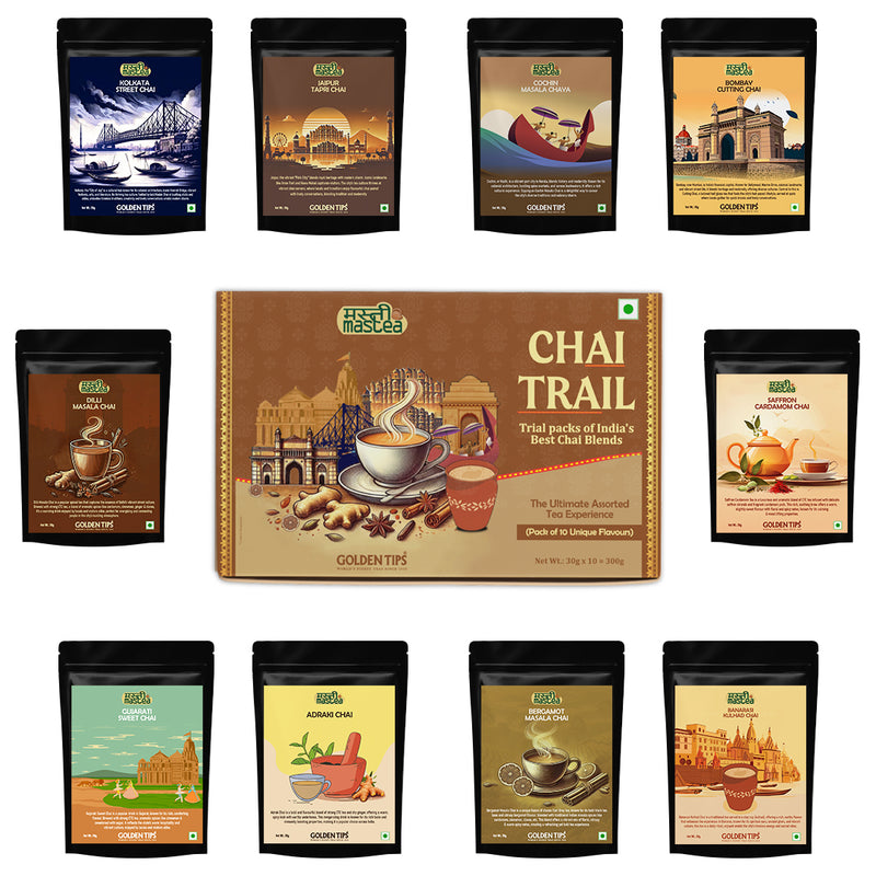 Chai Trail Trial Packs of India's Best Chai Blends (30g X 10 Packs)