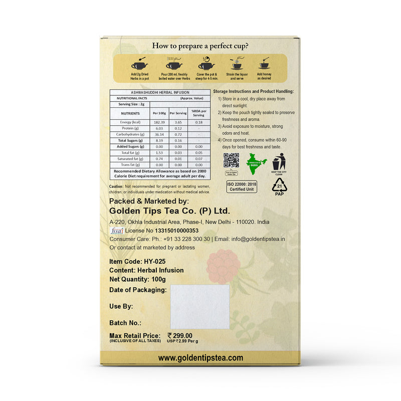 Herbyoga Ashwashuddhi Ashwagandha Herbal Infusion (Herbal Tea)