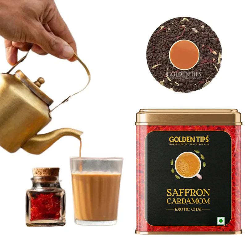 Saffron Cardamom Exotic Chai India's Authentic Spiced Tea - Tin Can