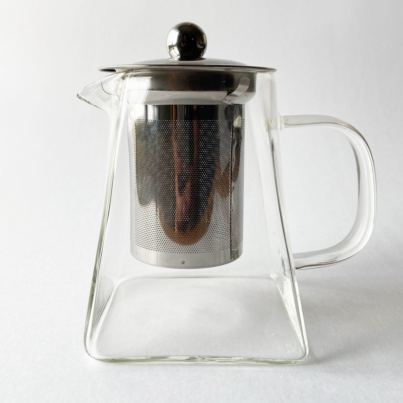 Pyramid-Shaped Borosilicate Glass Teapot with Steel Infuser