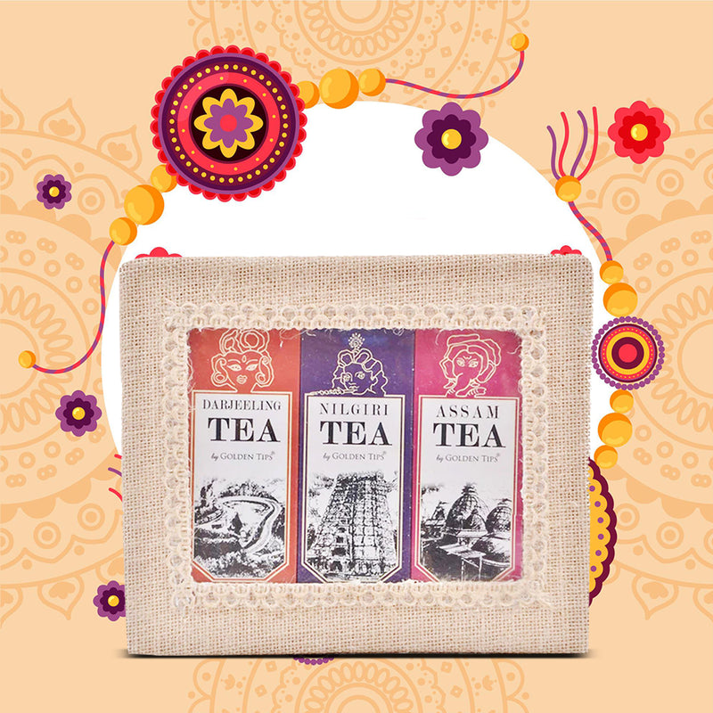3-in-1 Delightful Teas (Darjeeling, Assam & Nilgiri) in Handcrafted Jute Box
