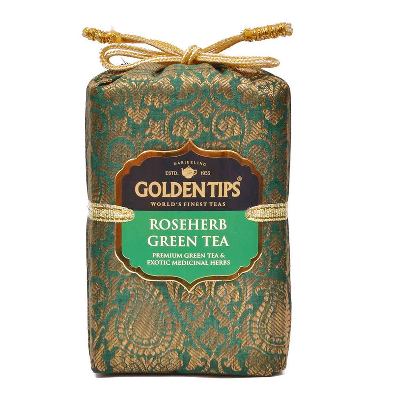 Roseherb Green Tea - Royal Brocade Cloth Bag - Golden Tips