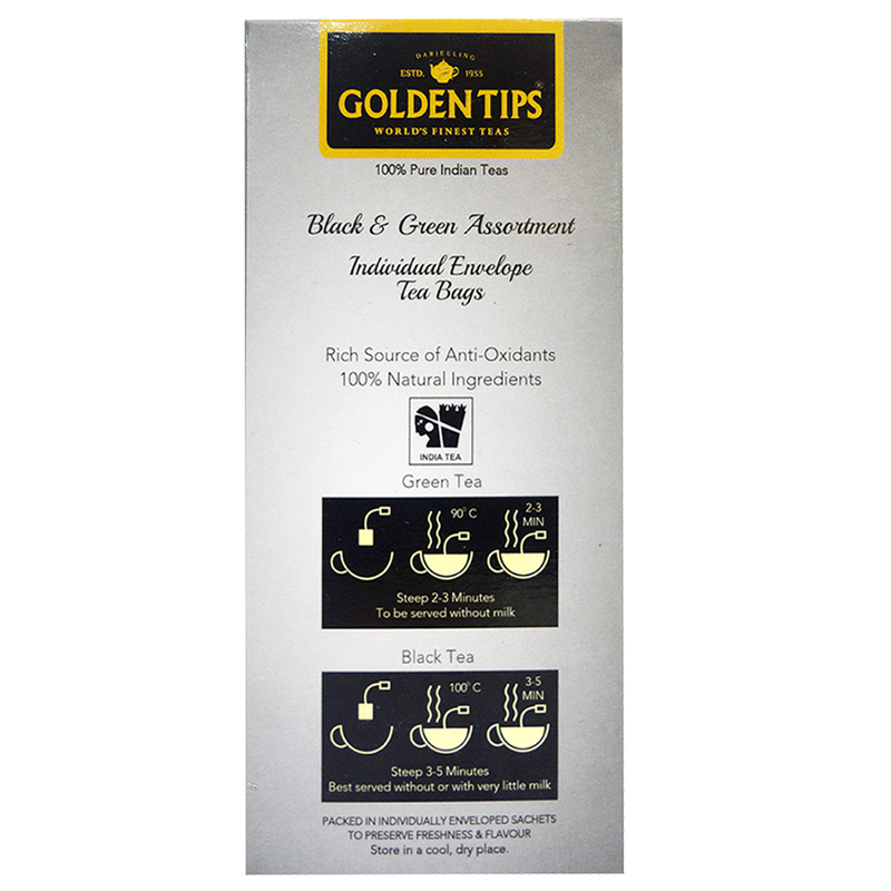 Golden Tips Black & Green Assortment Individual Envelope - Tea Bags - Golden Tips