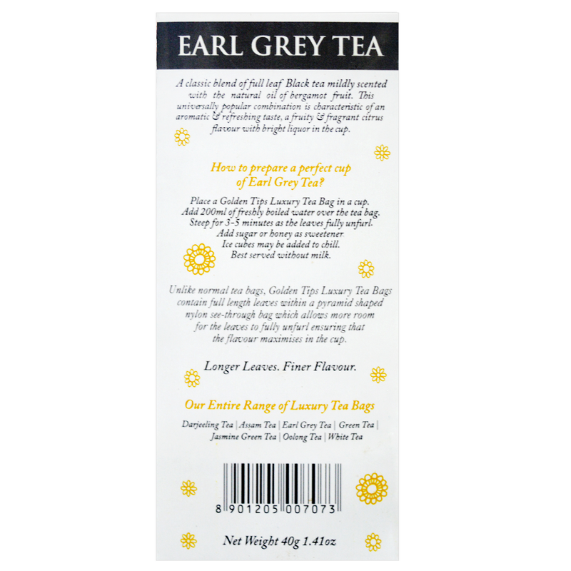 Earl Grey Full Leaf Pyramid -  Tea Bags - Golden Tips