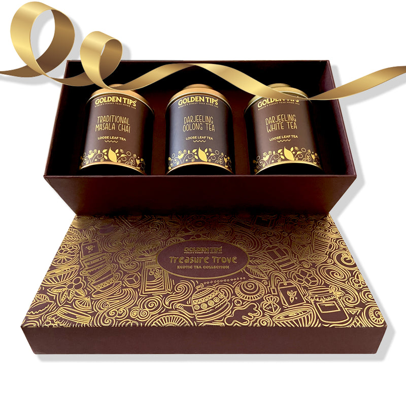 Gift boxes Combo of Masala chai+ Oolong Tea + Darjeeling White Tea - Golden Tips