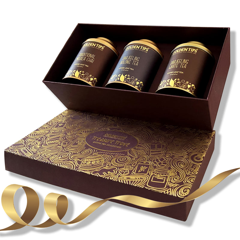 Gift boxes Combo of Masala chai+ Oolong Tea + Darjeeling White Tea - Golden Tips