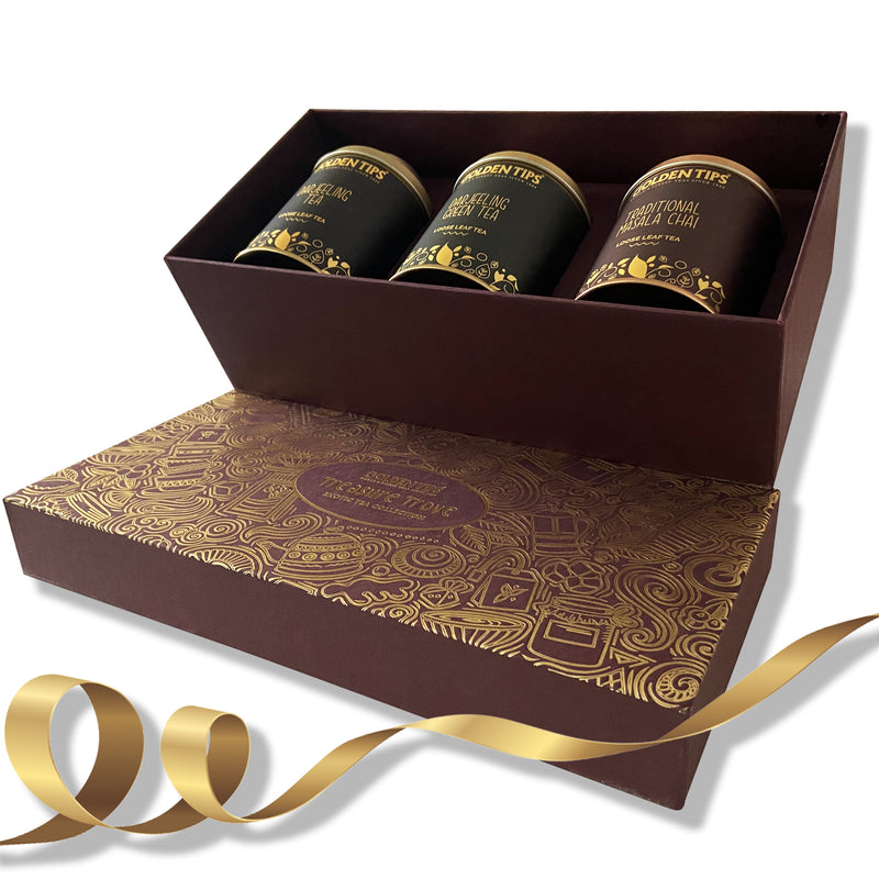 Gift boxes Combo Darjeeling Tea + Darjeeling Green Tea + Masala Chai - Golden Tips