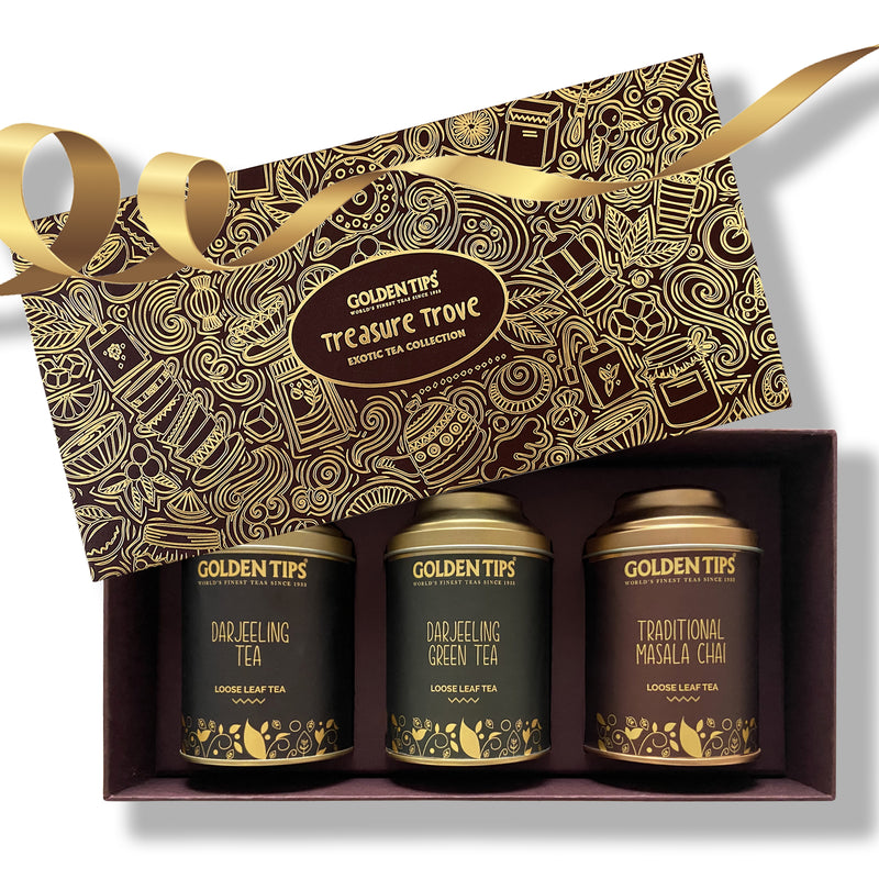 Gift boxes Combo Darjeeling Tea + Darjeeling Green Tea + Masala Chai - Golden Tips