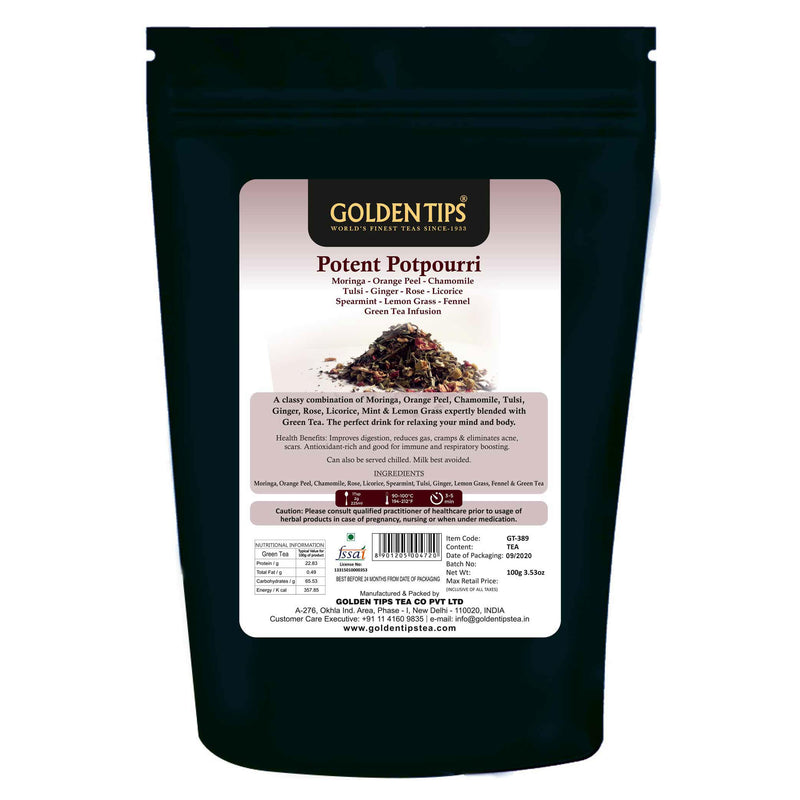 Potent Potpourri Moringa  Green Tea - Golden Tips