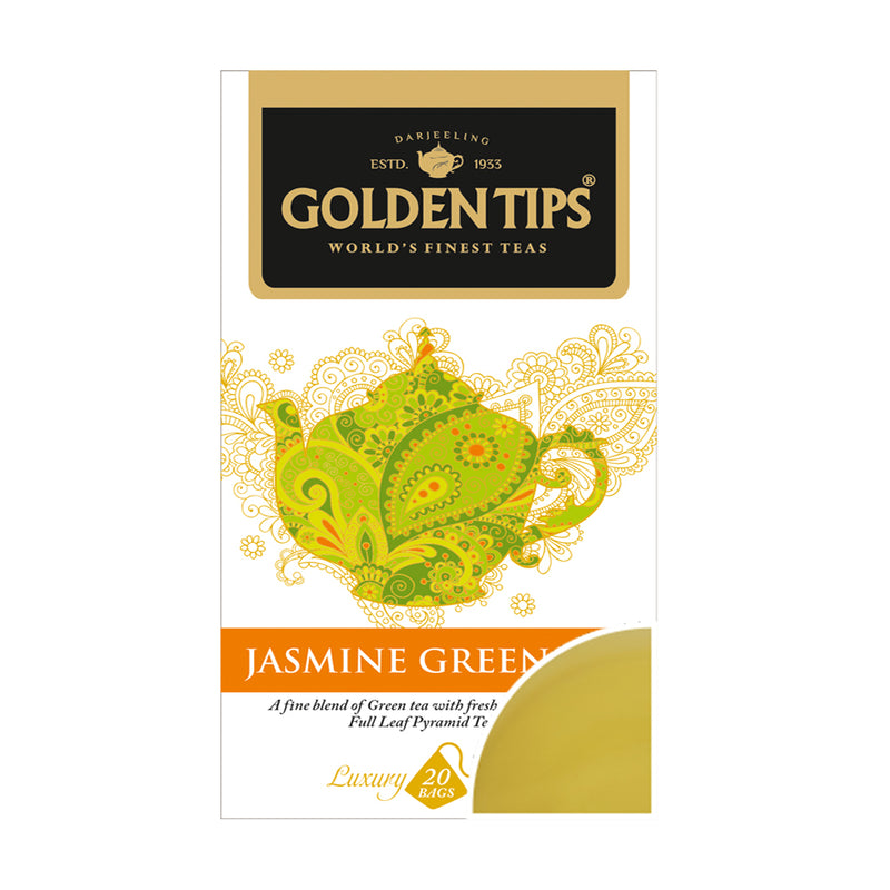 Jasmine Green Full Leaf Pyramid - Tea Bags - Golden Tips