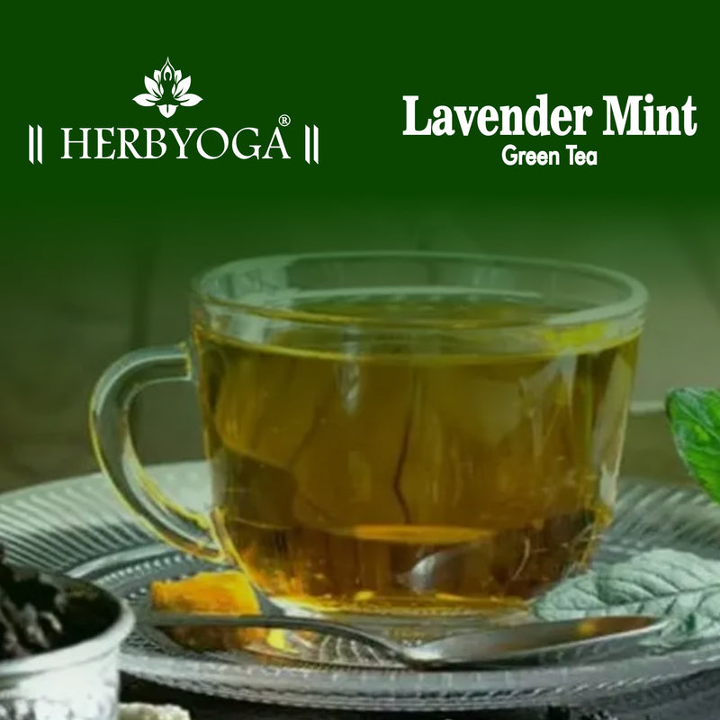 Herbyoga -Lavender Mint Green Tea (100 gm) - Golden Tips