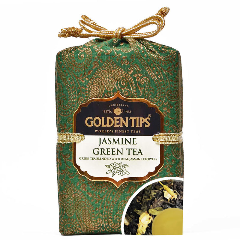 Jasmine Green Tea - Royal Brocade Cloth Bags - Golden Tips