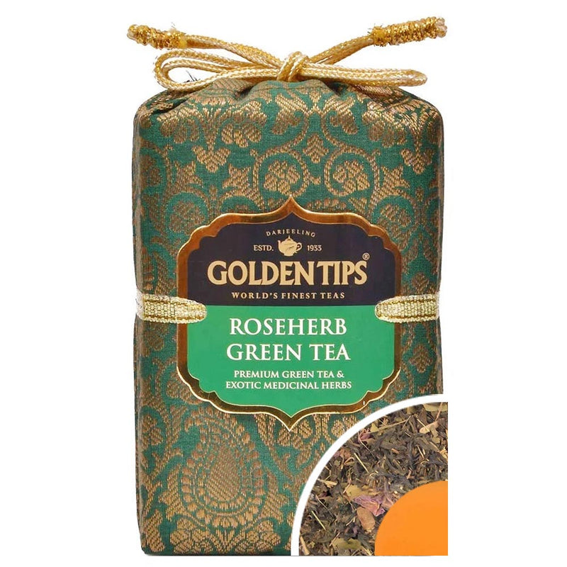 Roseherb Green Tea - Royal Brocade Cloth Bag - Golden Tips