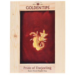 Pride Of Darjeeling - Rare First Flush Tea in Pinewood Box with Zardosi Work on Velvet Pouch